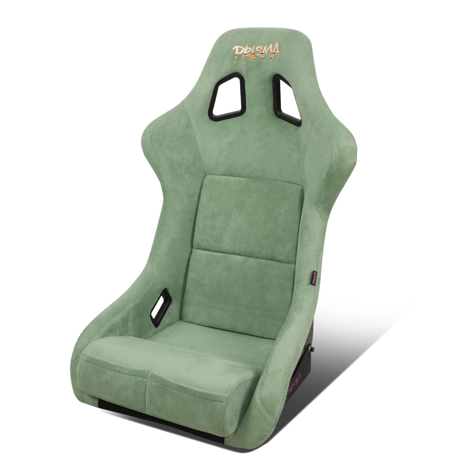 NRG Innovations Universal NRG-FRP-302OL-PRISMA Fixed Back Bucket Racing Seat for 5-Point Harnesses, Size L, Olive Alcantara Material, 24" W X 35" H X 18" D