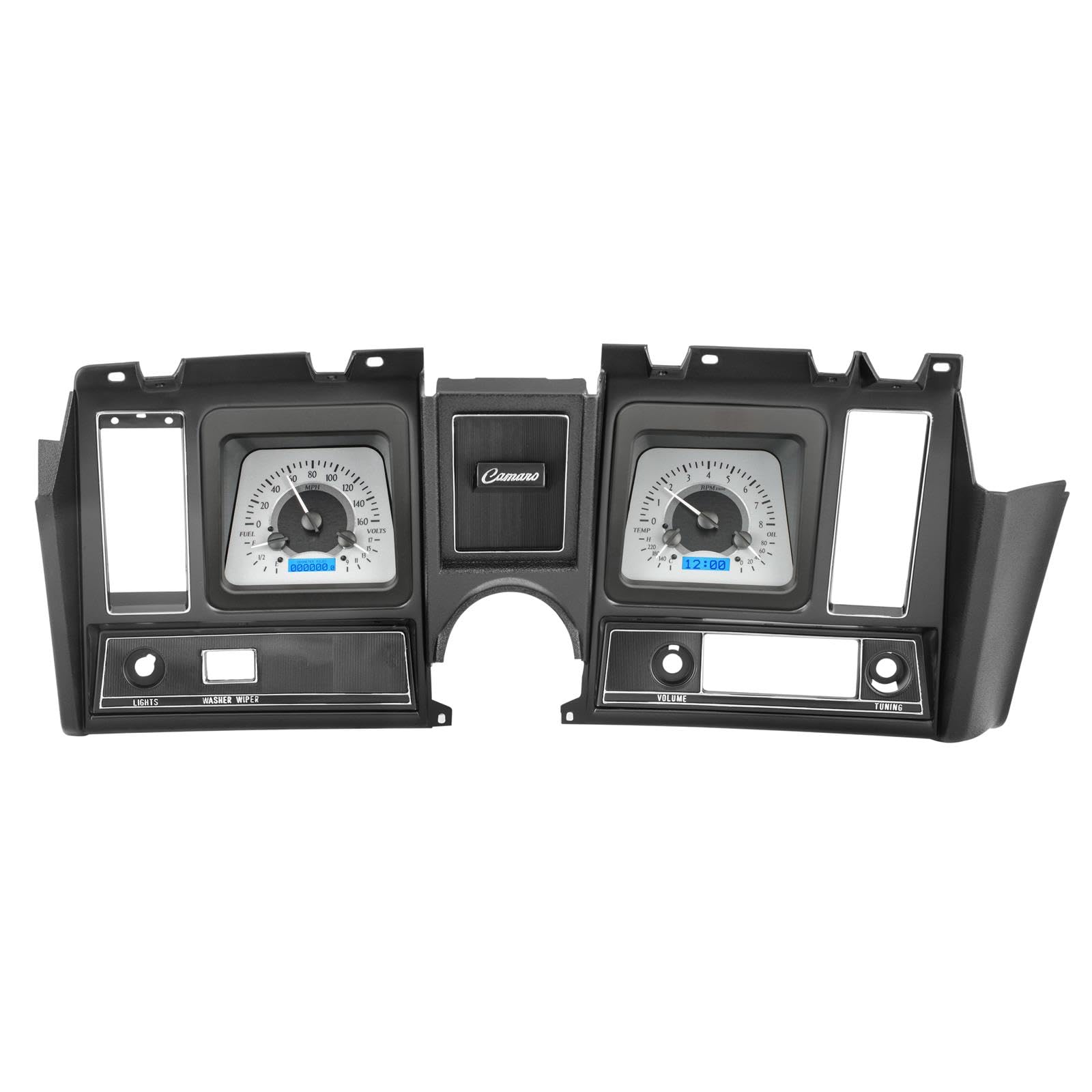 Dakota Digital VHX-69C-CAM-S-B Analog Dash Gauge System Compatible with 1969 Chevy Camaro Silver Alloy Blue Backlighting