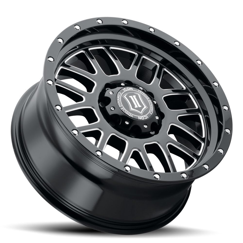 Alpha ICON Alloys, Gloss Black, Milled Windows, 20 x 9 / 8x180, 12mm OS, 5.5" BS, 1220908955GBMW