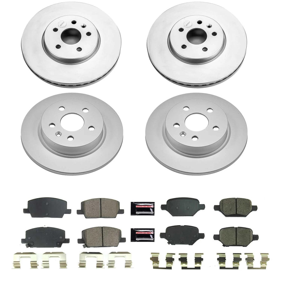 Power Stop Z17 Coated Rotor Kit-CRK8505 Front and Rear Coated Brake Rotors, Ceramic Brake Pads For Buick Encore 2018-2022, Chevrolet Trax 2018-2022 [Model Specific]