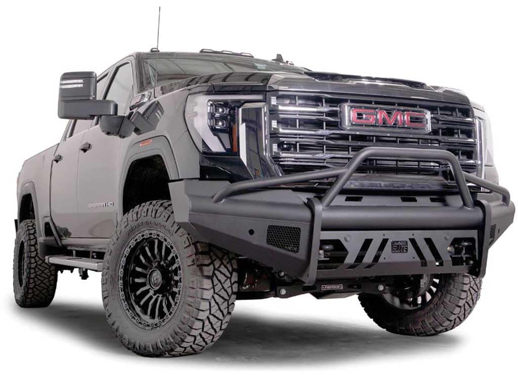 Fab Fours Elite Black Steel Front Bumper for GMC 2500/3500