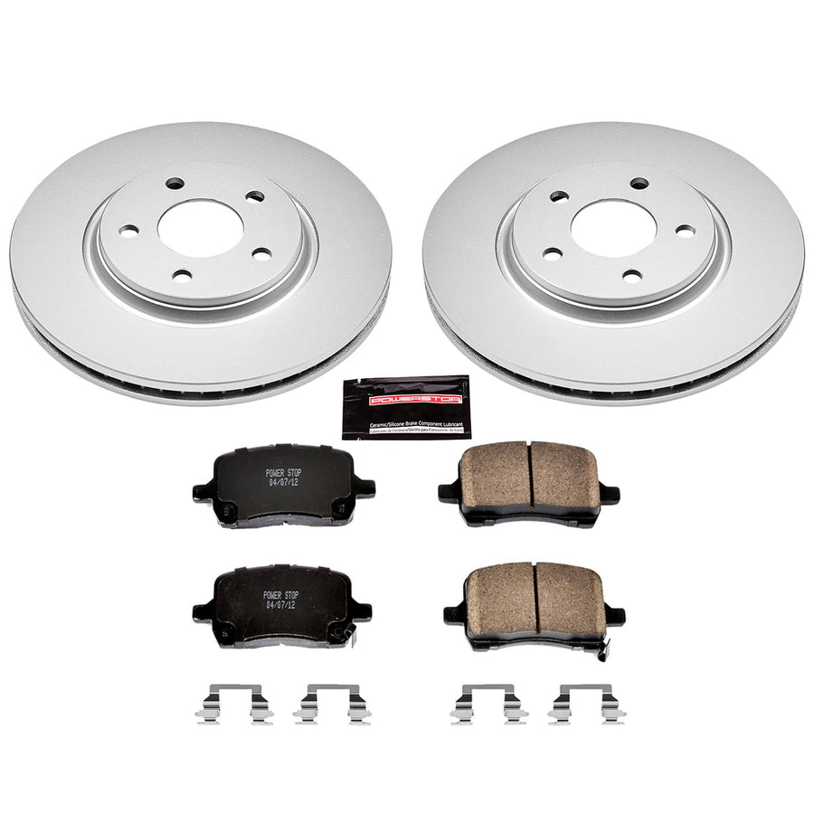 Power Stop Coated Brake Rotor & Ceramic Brake Pads- front CRK1610 For Chevrolet Cobalt, Chevrolet Cob, Chevrolet HHR, Chevrolet Malibu, Pontiac, Pontiac G6, Saturn Aura, Saturn Ion [Model Specific]