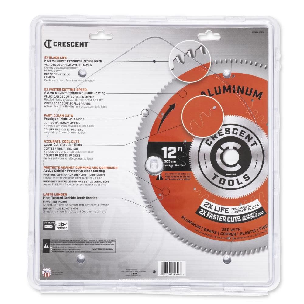 Apex Crescent Circular Saw Blade 12'' X 120 Tooth Thin Aluminum