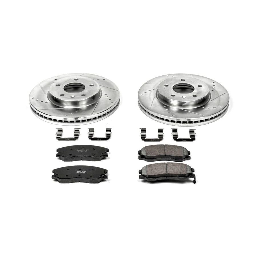 Power Stop K2090 Z23 Carbon Fiber Brake Pads with Drilled & Slotted Brake Rotors Kit For Chevrolet Captiva Sport, Chevrolet Equinox, Pontiac Torrent, Saturn Vue, Suzuki XL-7 [Model Specific]