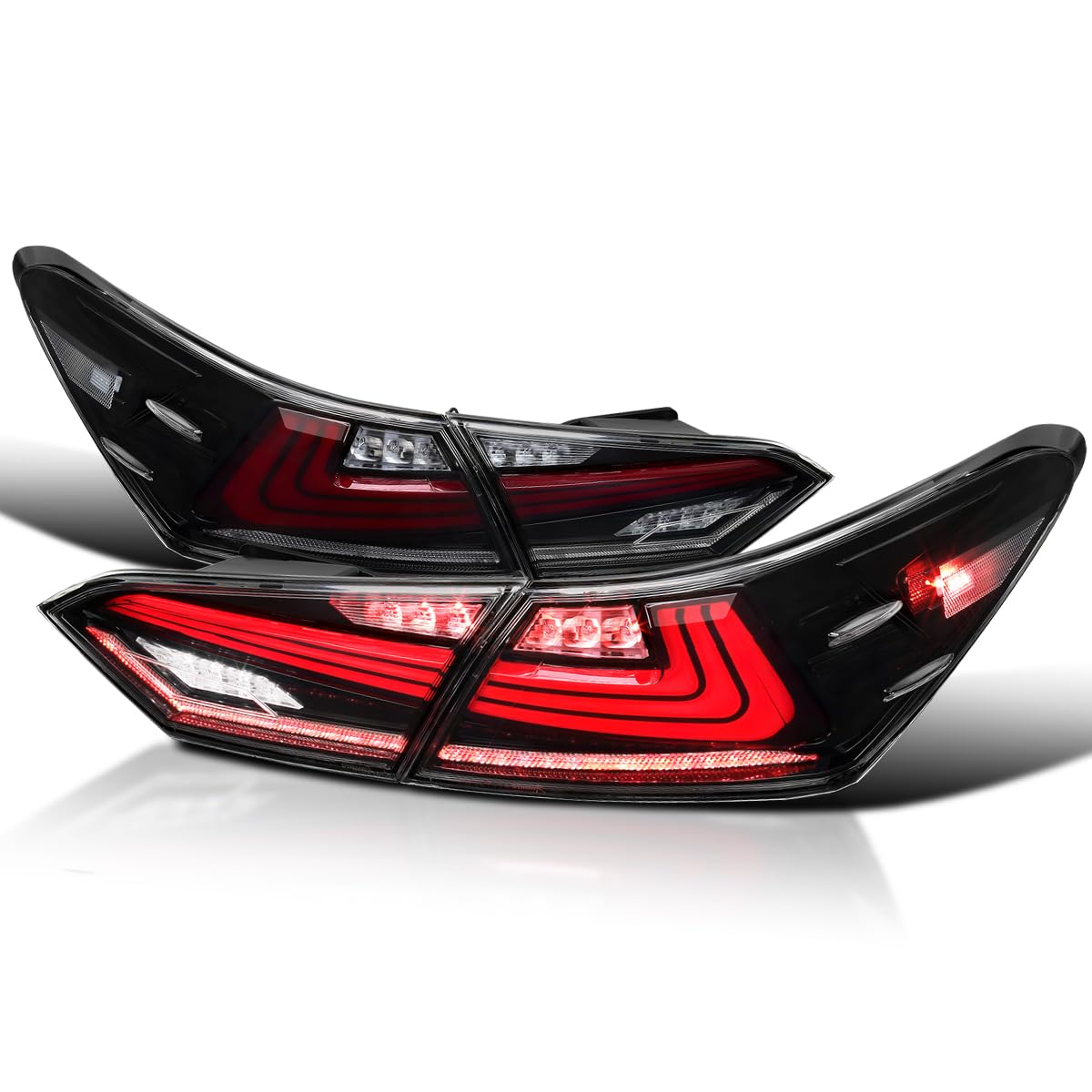 Jet Black SPEC-D TUNING Sequential Tail Lights w/LED Turn Signal and Startup Animation Compatible with 2018-2022 Toyota Camry, Left + Right Pair Assembly