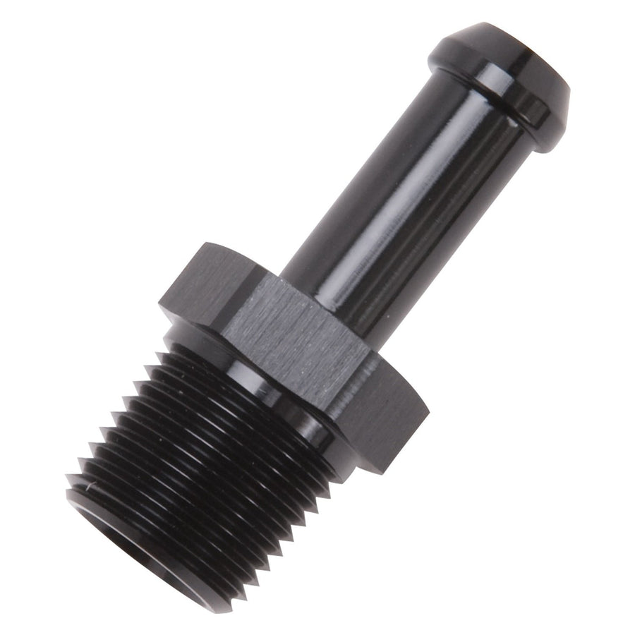 Edelbrock Heater Hose Fitting 8117 Straight Hose End 3/8 in. NPT and 3/8 in. Barb Black