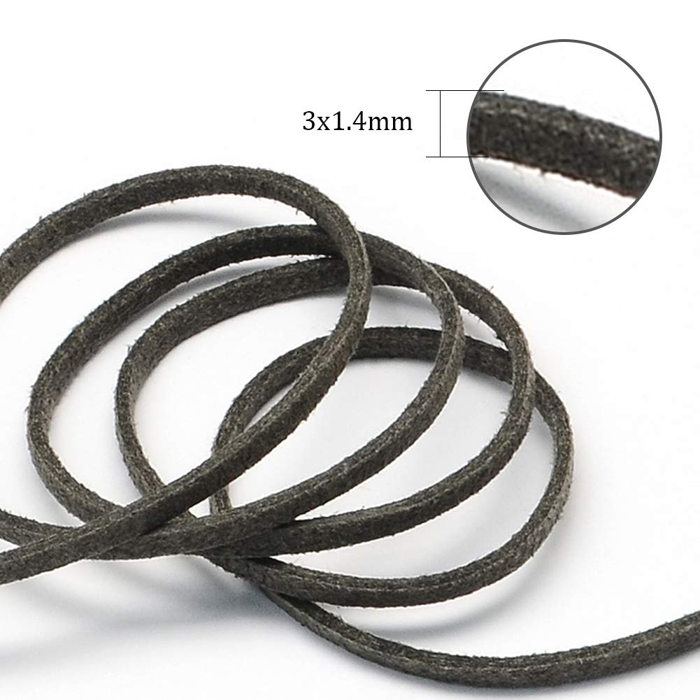 98 Yards JEWELEADER Flat Faux Suede Leather Lace 3mm Micro-Fiber Leather String Cord Beading Thread for Jewelry Making Crafting Tassels Necklaces Bracelet Bowknot 3x1.4mm - Gray
