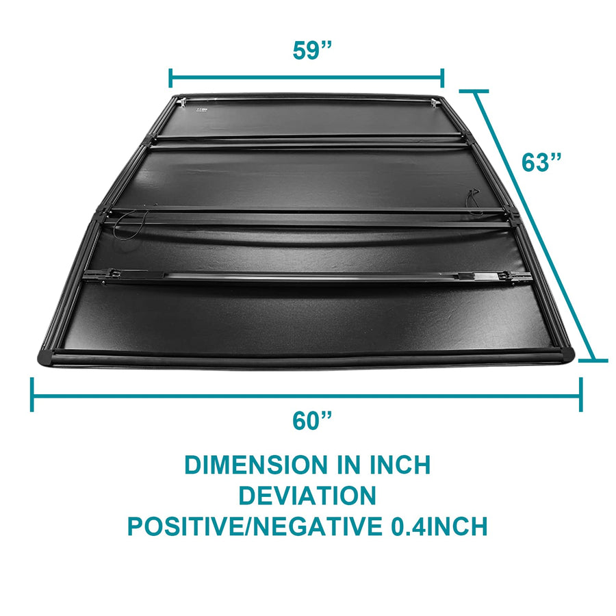 Tri-Fold Vinyl Tonneau Cover Spec-D Tuning Compatible with Jeep Gladiator JT Sport 5FT 60" Short Bed 2020-2021