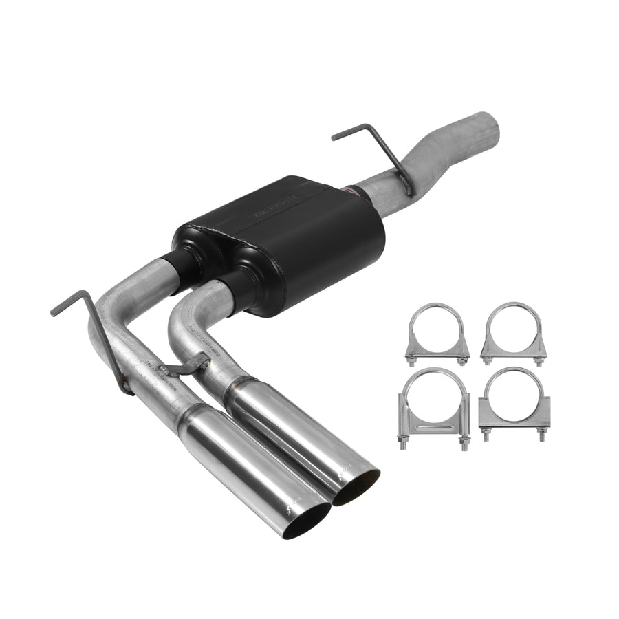 American Thunder Flowmaster 17398 Cat-Back Exhaust Kit Dual 2.5 Inch Tailpipes Aluminized Steel 3 Inch Polished Stainless Steel Tips Compatible with 2004-2005 Dodge Ram 1500 5.7L 140 Inch Wheelbase