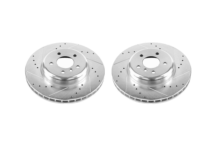 Power Stop Front Drilled and Slotted Rotor Pair EBR1228XPR For BMW 535d, 535d xDrive, 535i, 535i xDrive, 640i, 640i Gran Coupe, 640i xDrive, 640i xDrive Gran Coupe, ActiveHybrid 5 [Model Specific]