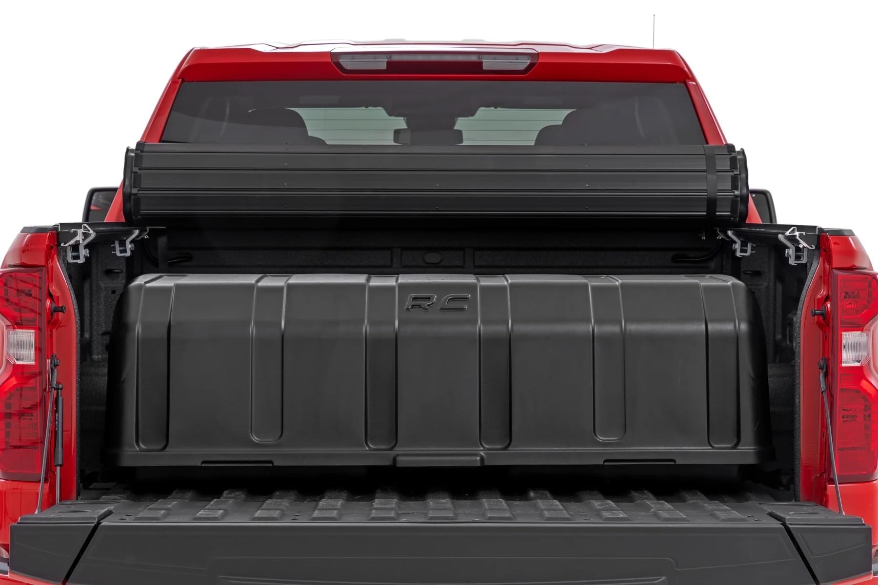 56" Rough Country Slide-Out Truck Bed Cargo Box w/Lockable Lid - Heavy-Duty, Weather-Resistant Truck Organizer for Full-Size Beds, Easy Tailgate Access