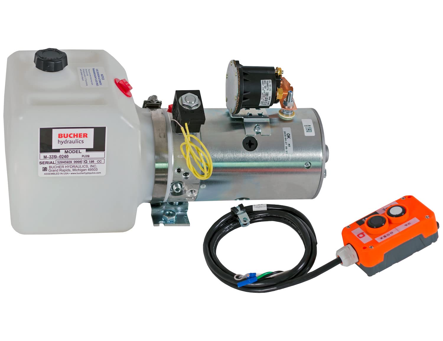 3-Way Buyers Products PU319 Hydraulic Power Unit-Electric Controls Horizontal 0.75 Gallon Poly Reservoir, Commonly Used With Snow Plows & Dump Body Trucks