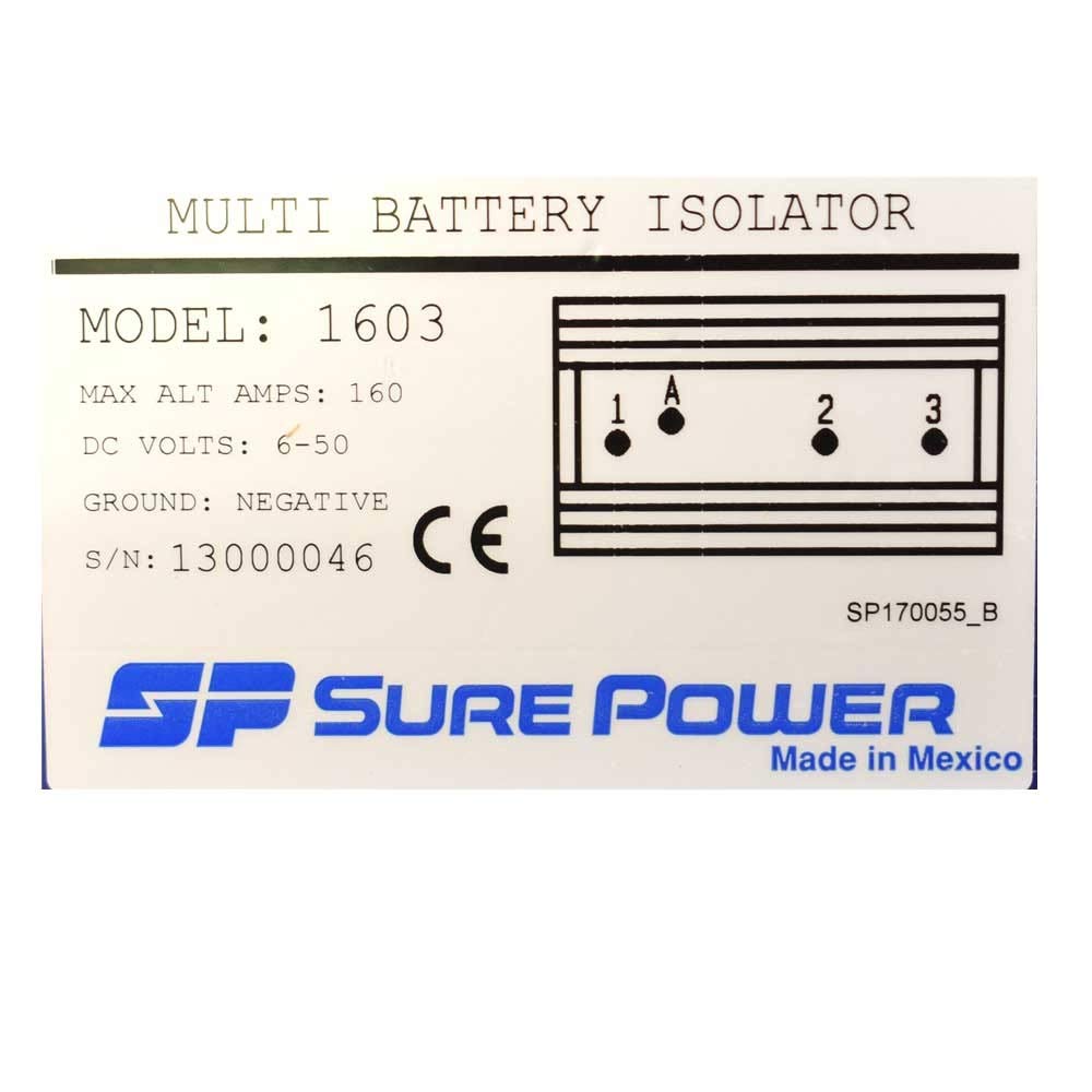 Multi-Battery Isolator Sure Power Boat 1603 160A 6V - 50V