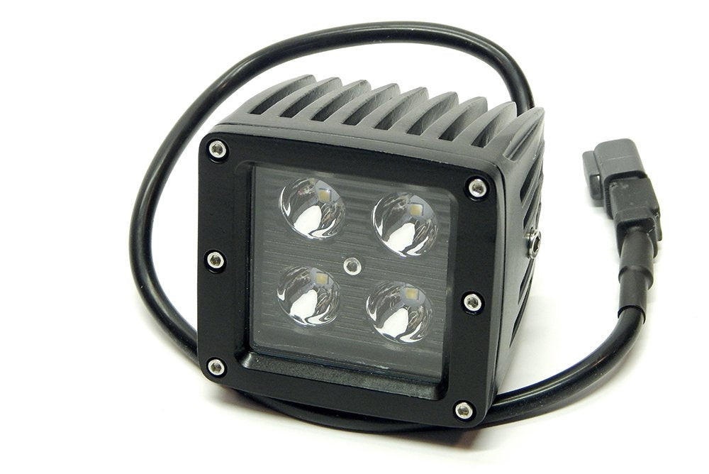 3" x 3" Southern Truck Black Face 16W Square LED Spot Light (DT Harness 79900/1,440 Lumens), Black Series