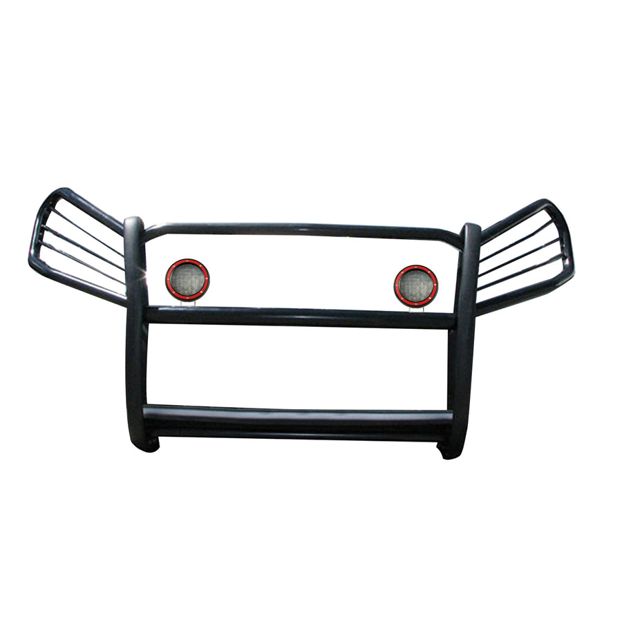 Bumper Guard Black Horse Grille Brush Modular Black Come with Pair of 5.3" Dia.LED Lights with Red Trim Rings Compatible with 2006-2018 Toyota RAV4-17A093902MA-PLFR