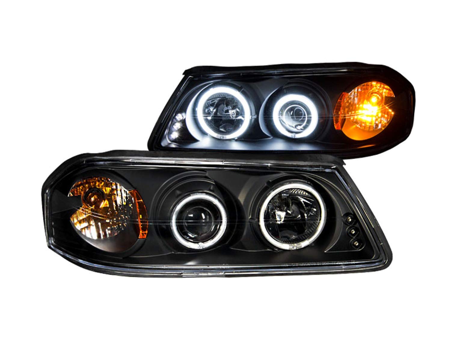 Black Clear/Amber AnzoUSA 121289 Projector Halo Headlight for Chevrolet Impala - (Sold in Pairs)
