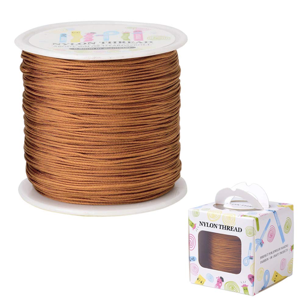 1 Roll JEWELEADER About 98 Yards Braided Nylon Craft Thread Cord 0.8mm Satin Trim Cord Chinese Knotting Beading Cord for DIY Jewellery Making Macrame Kumihimo Shamballa Friendship Bracelet - Chocolate