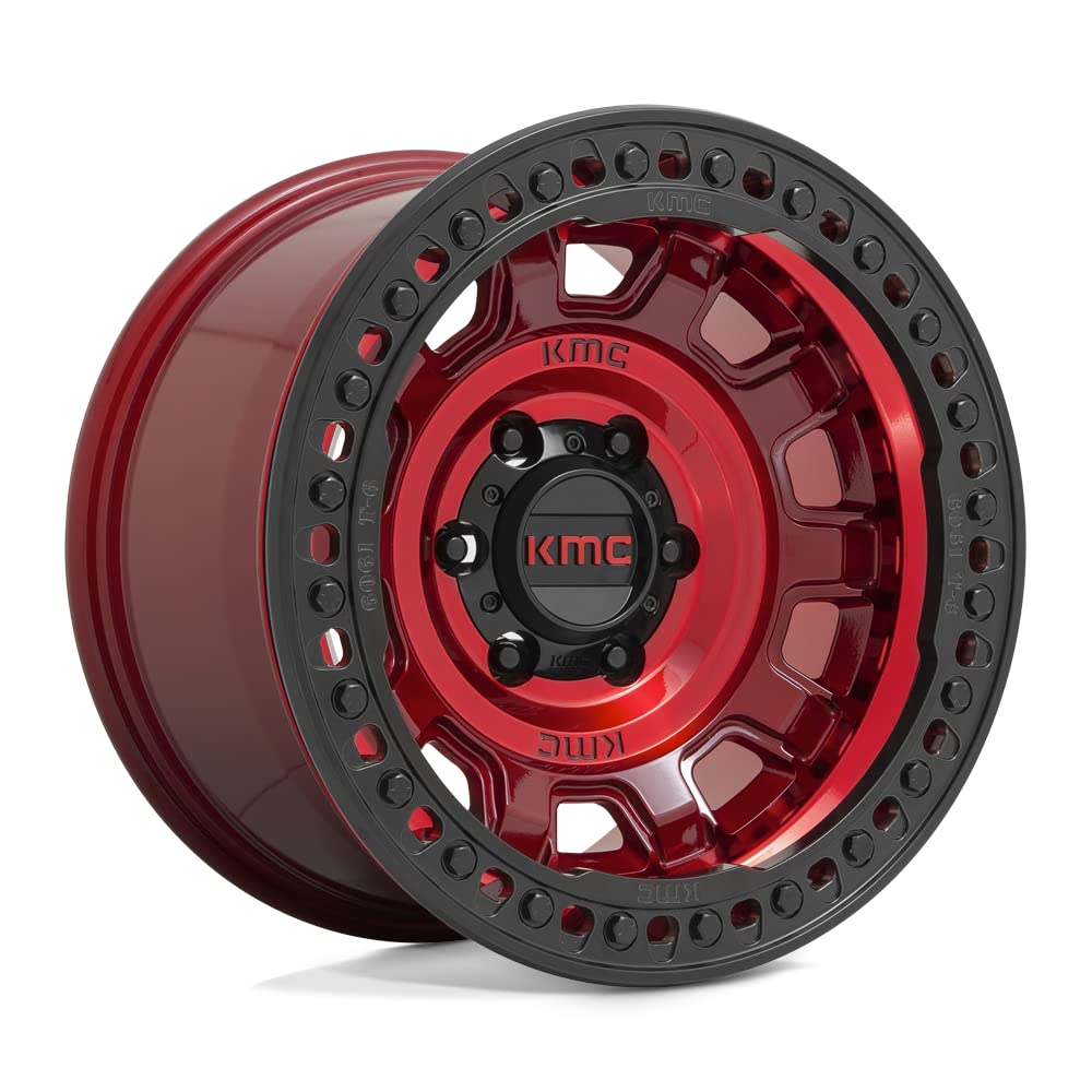 Kmc Km236 Beadlock Tank Wheel 17x9 5x127 Candy Red -15mm - FREE T-SHIRT INCLUDED!