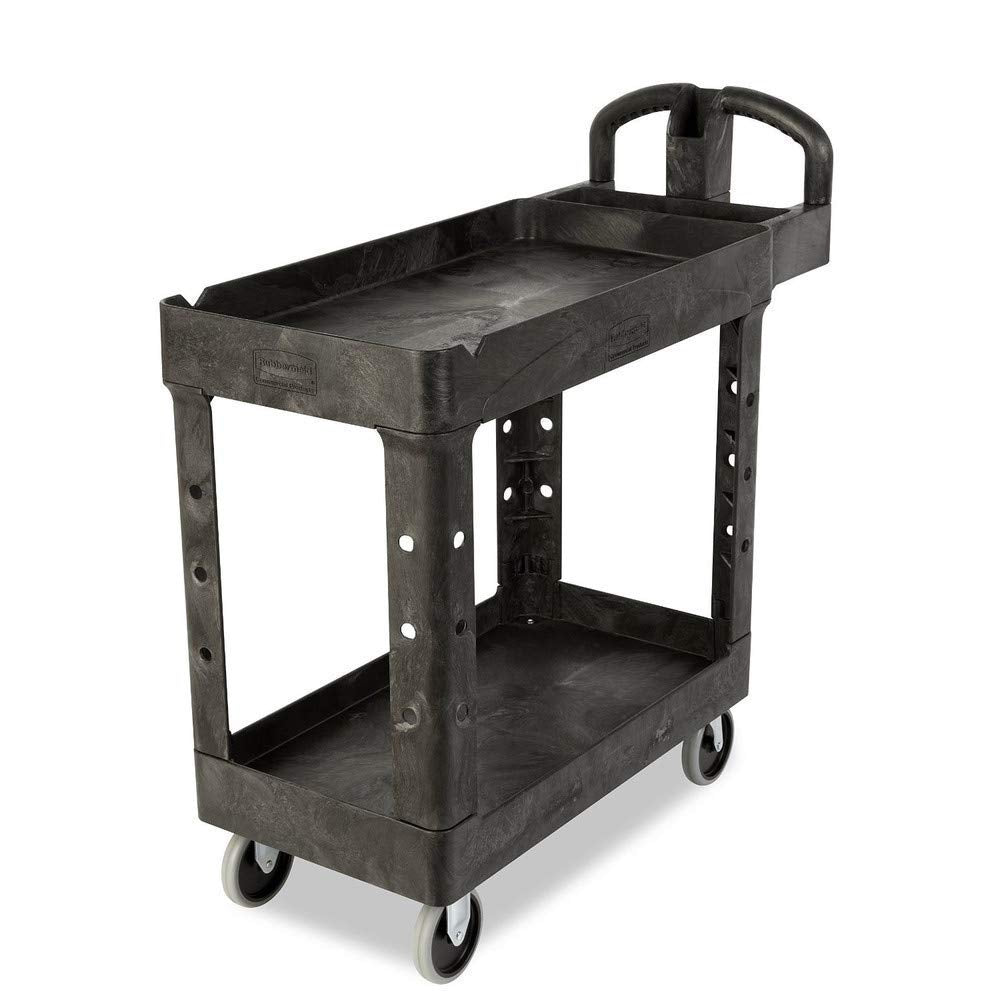 Utility RUBBERMAID Cart #500 2 Shelf Blk HD, 1 EA