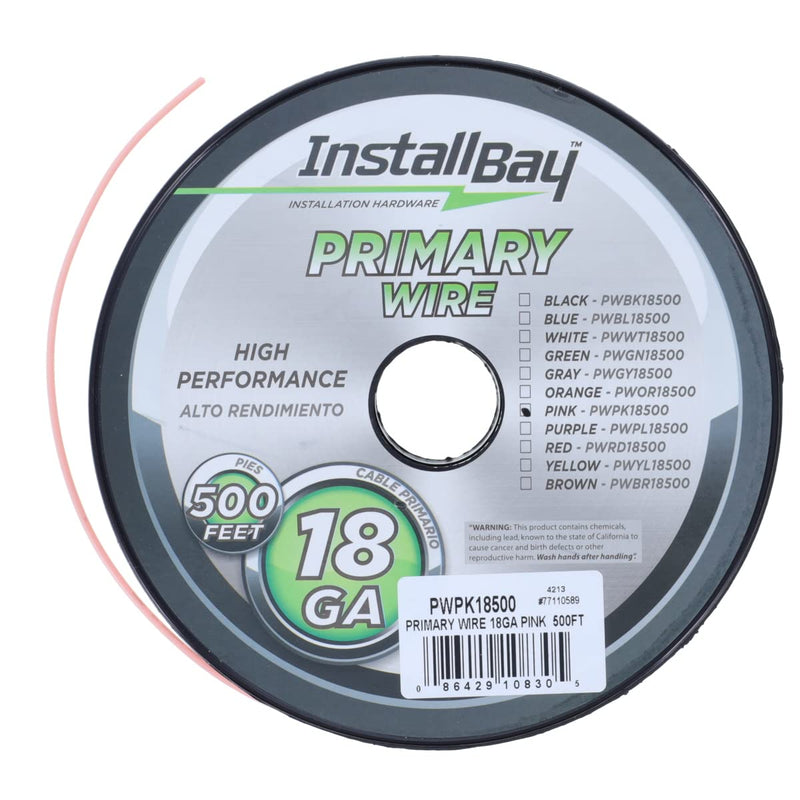 Install Bay PWPK18500 18 Gauge Primary Wire - Pink (500 Feet)
