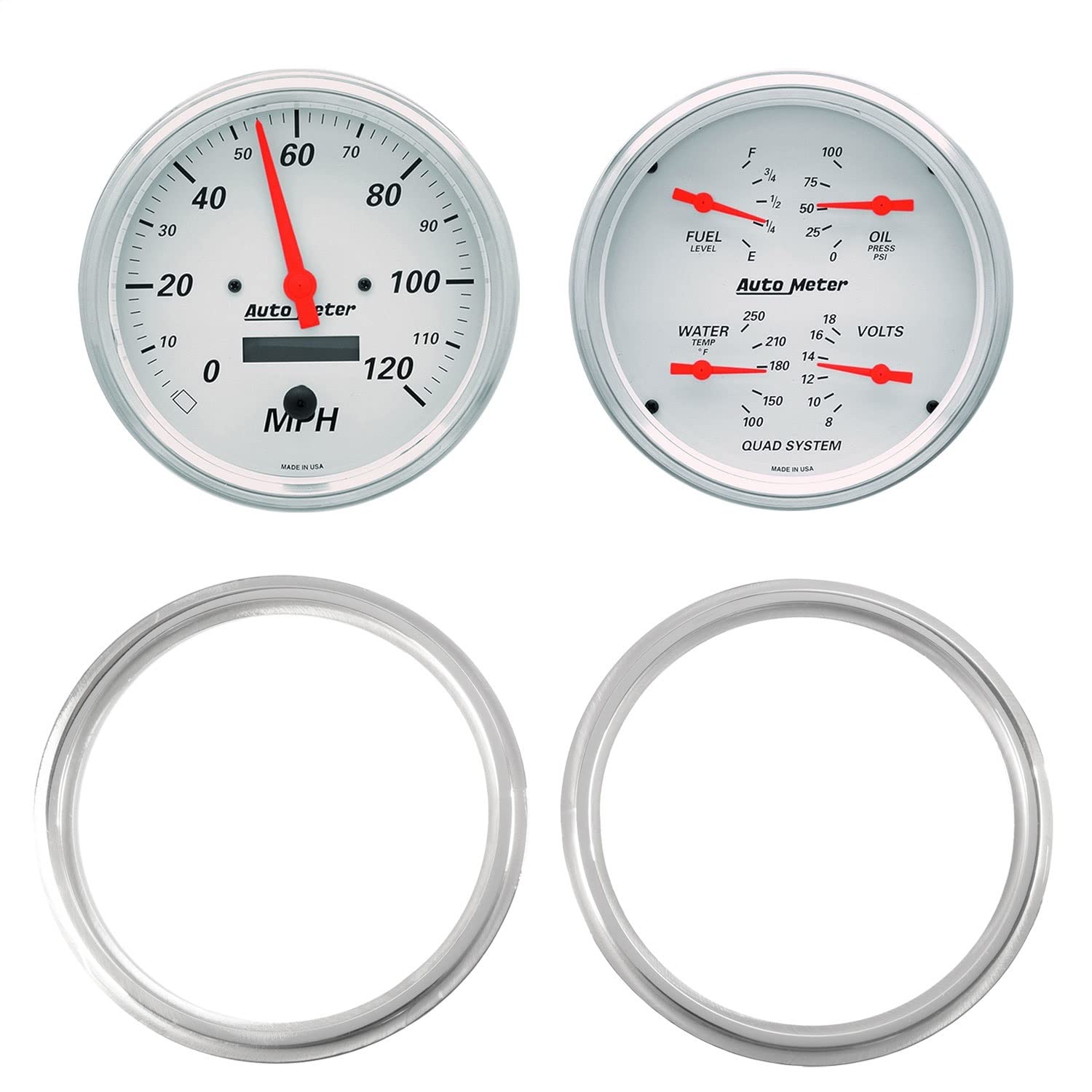AutoMeter Dash Kit Direct Fit, 2 Pc, Chevy Truck 47-53, 2 X 5, Arctic White (7039-03)