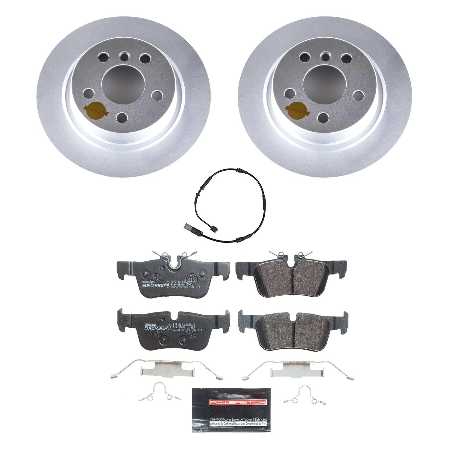 Euro-Stop Power Stop ESK8111 Rear Brake Kit- Coated Brake Rotors & Ceramic Brake Pads