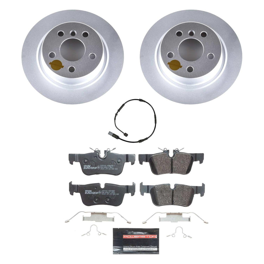 Euro-Stop Power Stop ESK8111 Rear Brake Kit- Coated Brake Rotors & Ceramic Brake Pads