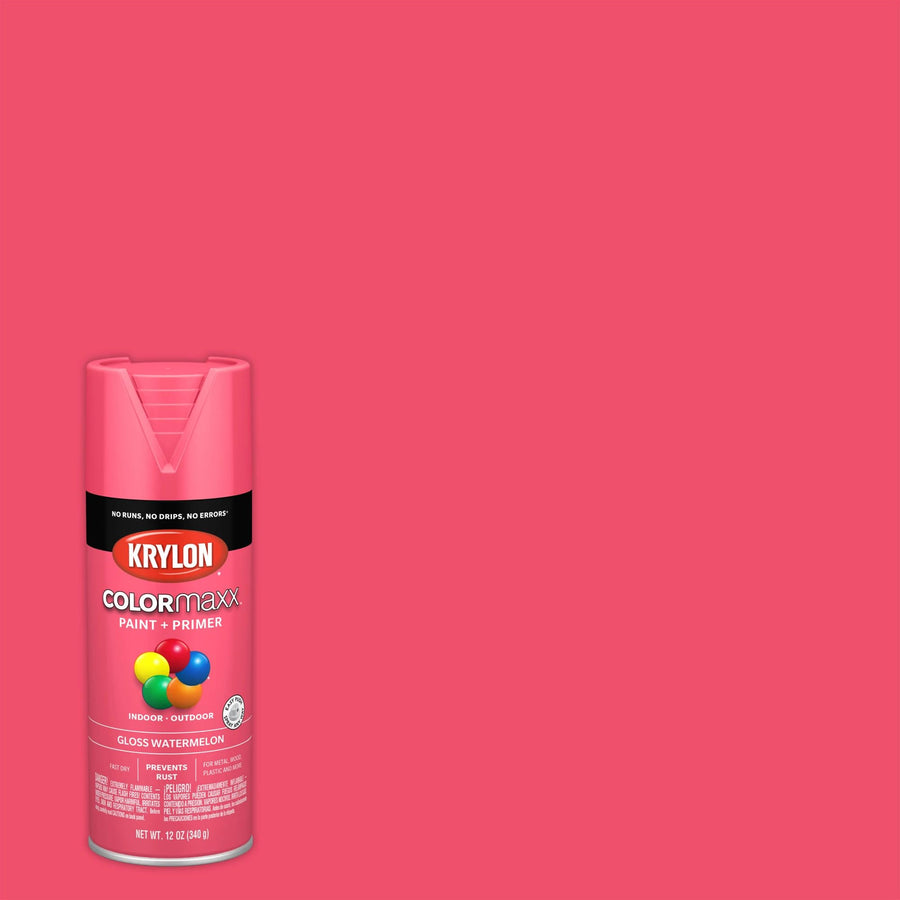 Krylon K05544007 Spray Paint and Primer COLORmaxx for Indoor/Outdoor Use, Gloss Watermelon Pink 12 Ounce (Pack of 1)