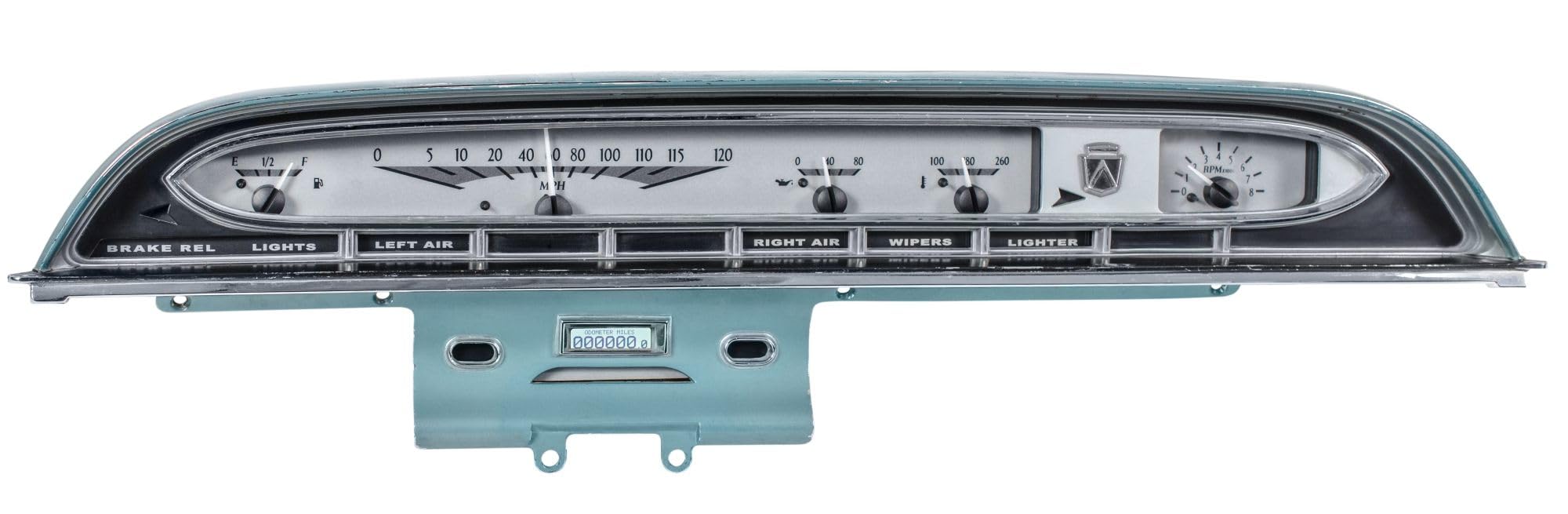 Dakota Digital VHX-61F-GAL-S-W Analog Dash Gauges Compatible with 1961 Ford Galaxie Instrument System Silver Alloy White Backlighting