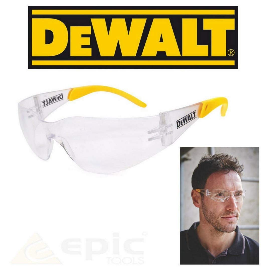 DEWALT Protector™ DPG54-1C Protective Eyewear – ANSI Z87.1+ Impact Rated – Lightweight Universal-Fit Frame – Flexible Rubber Temples – Clear Lens – 1 Pair