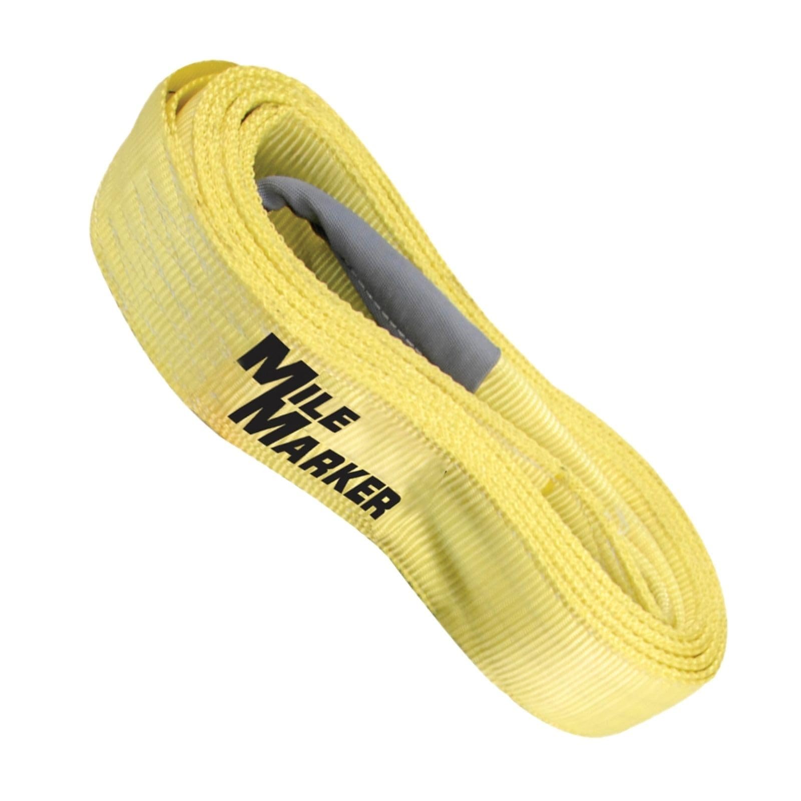 Mile Marker 19330 Recovery Strap Single Yellow 3" x 30′ for Heavy Duty Use | Rated to 30,000 Pound Capacity | User Safety with Built in Blue Lines Ensures