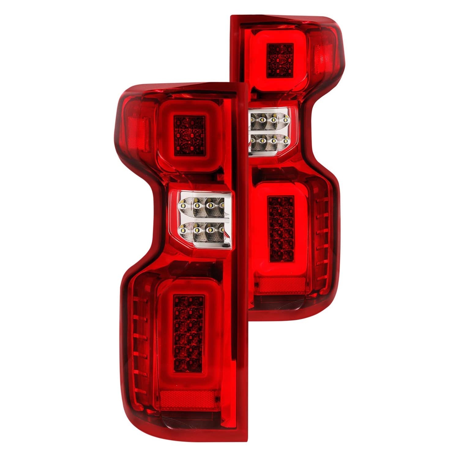 19-21 Chevy Silverado ANZO Work Truck Full LED Tailights Chrome Housing Red Lens G2(w/C Light Bars) (311419)