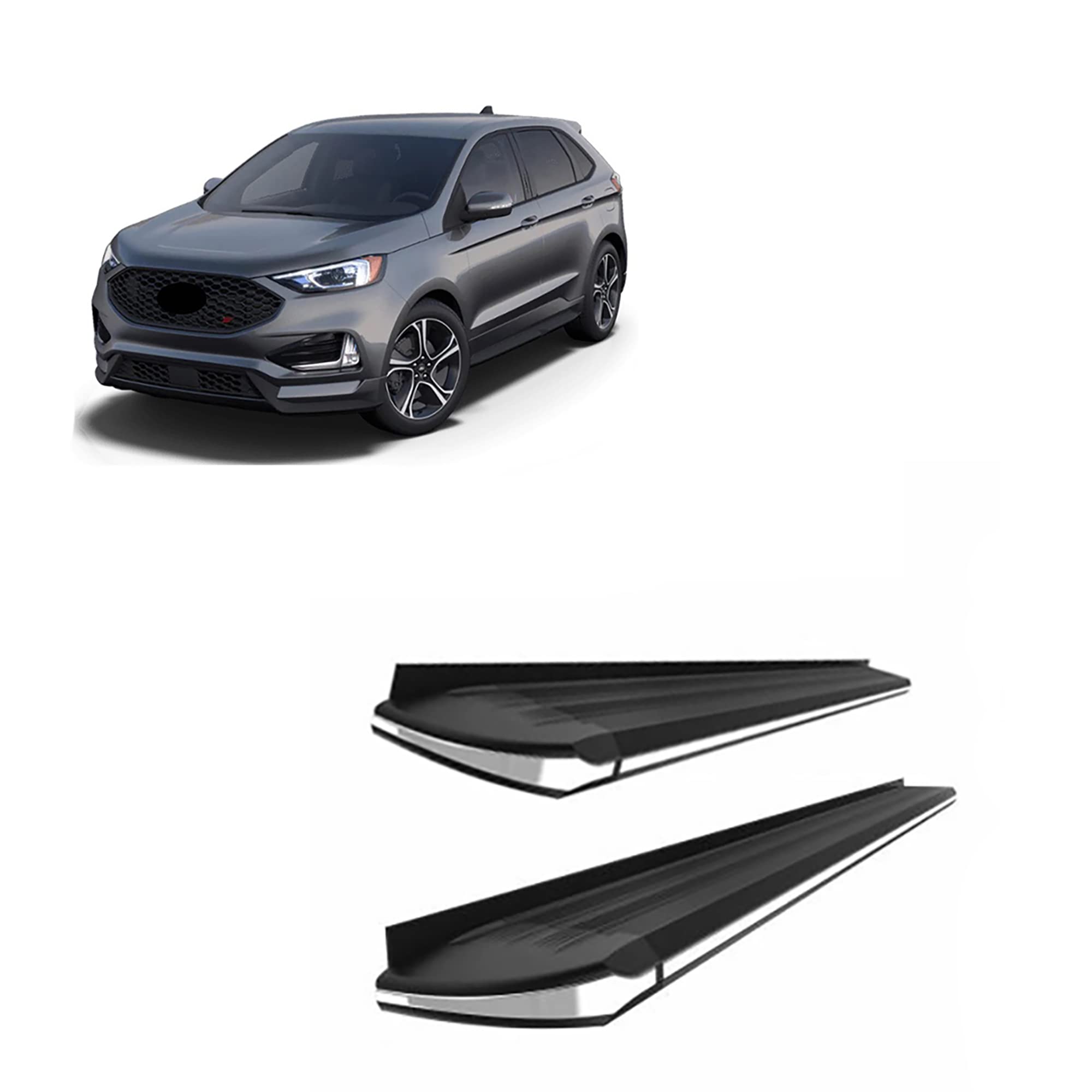 Black Aluminum Black Horse Exceed Running Boards Compatible with 2015-2022 Ford Edge All