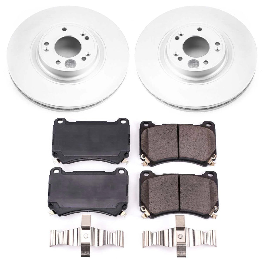 Power Stop CRK5843 Brake Rotors and Z17 Front Coated Brake Pads Kit For Hyundai Genesis 2009-2014 [Model Specific]