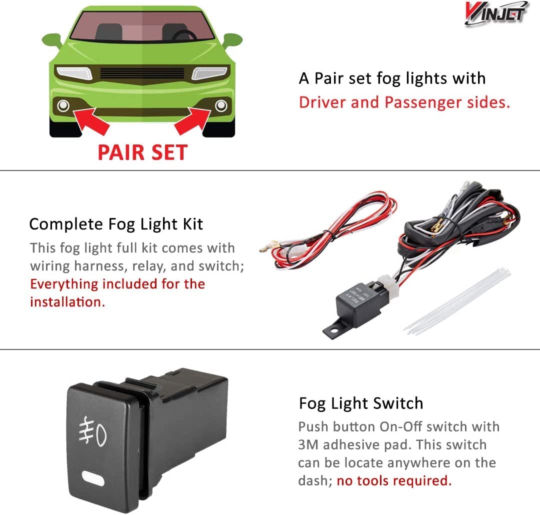 OEM Series Winjet for [2012 2013 2014 Toyota Prius V] Driving Fog Lights + Switch + Wiring Kit