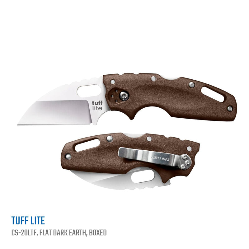 Tuff Lite Cold Steel 2.5" AUS8A Sheepsfoot Razor-Sharp Plain Blade 3.5" Griv-Ex FDE Handle Pocket Folding Knife, Boxed