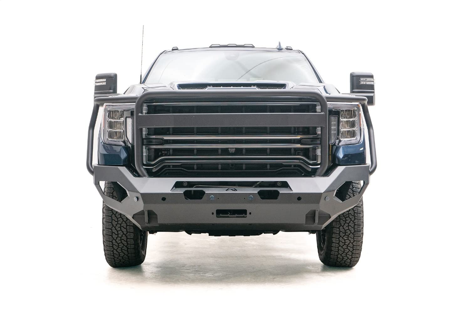 Fab Fours Matrix GM20-X5050-B Full Width Raw Front Winch HD Bumper with Brush Guard