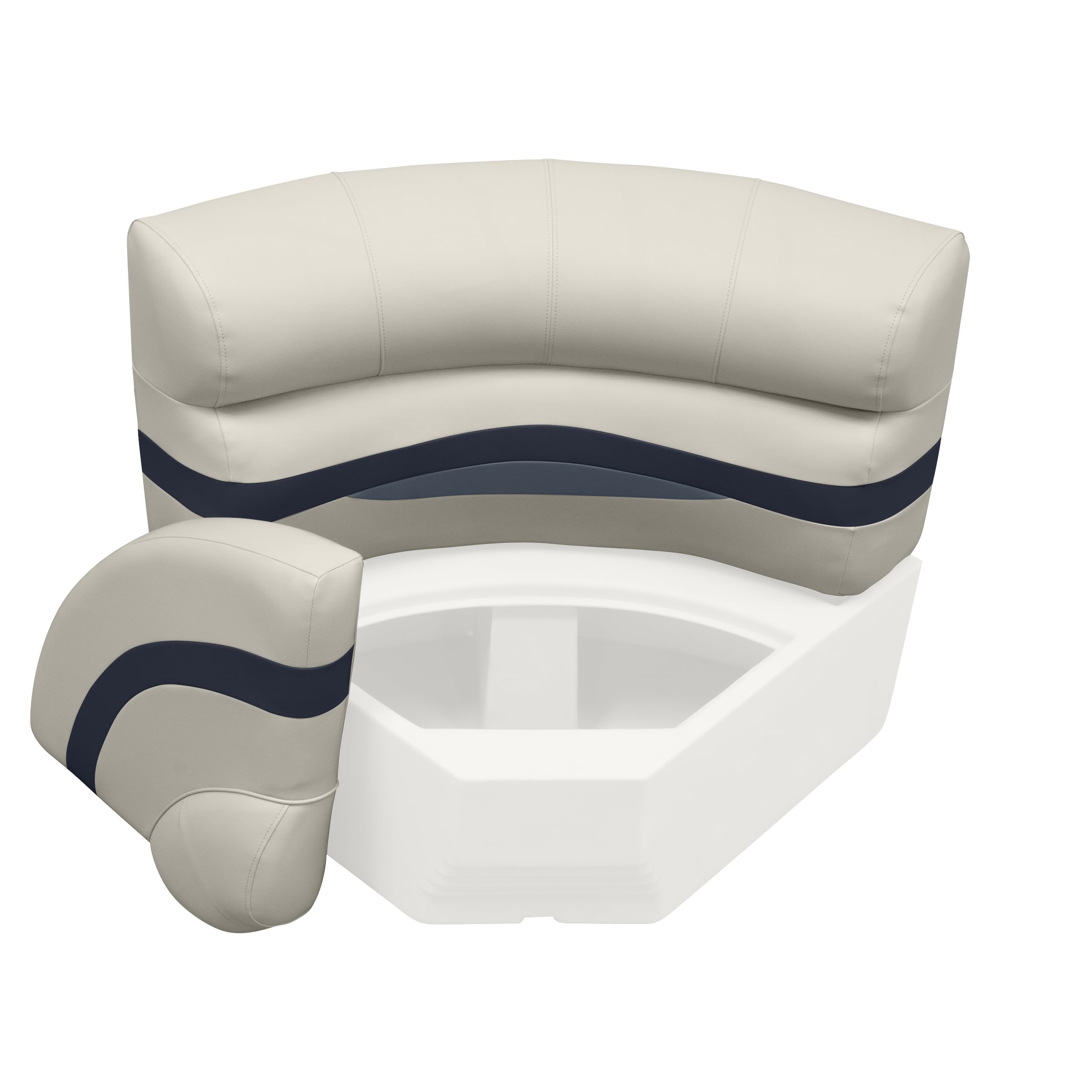 Wise Premier Series BM11028-986 Pontoon 28" Radius Corner Seat Cushion Set, Platinum/Spectra Navy/Cobalt