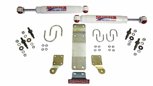 Skyjacker Steering Stabilizer Dual Kit 7206 Incl. Hydro 7000 Steering Dampners Brackets Hardware for Use w/HD Tie Rod PN[JK717TR] Or Other Aftermarket Tie Rod Using 1.75 in. OD White