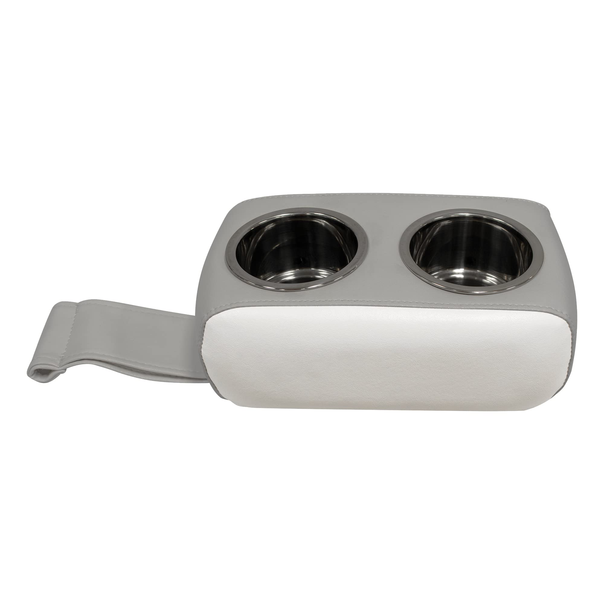 3059-1882 Wise Pontoon Double Drink Holder with Stainless Steel Cup Holders, Marble / Brite White