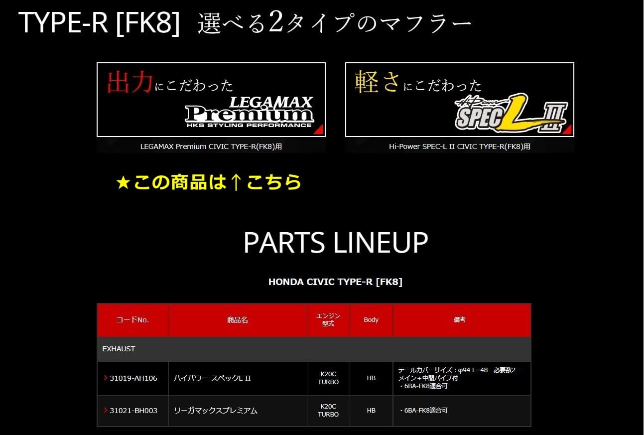 Honda Civic Type-R FK8 HKS LEGAMAX Premium