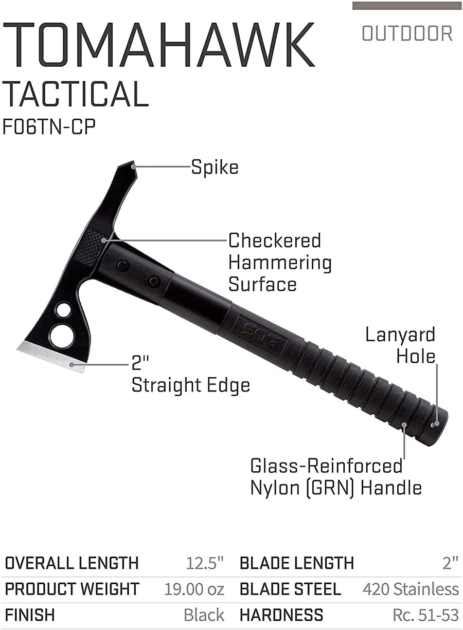 FastHawk SOG- Lighter, Faster, Agile Throwing Hatchet, Versatile Survival Tactical Axe for Competition Throwing and Camping, Hunting and Packing-Black (F06TN-CP)