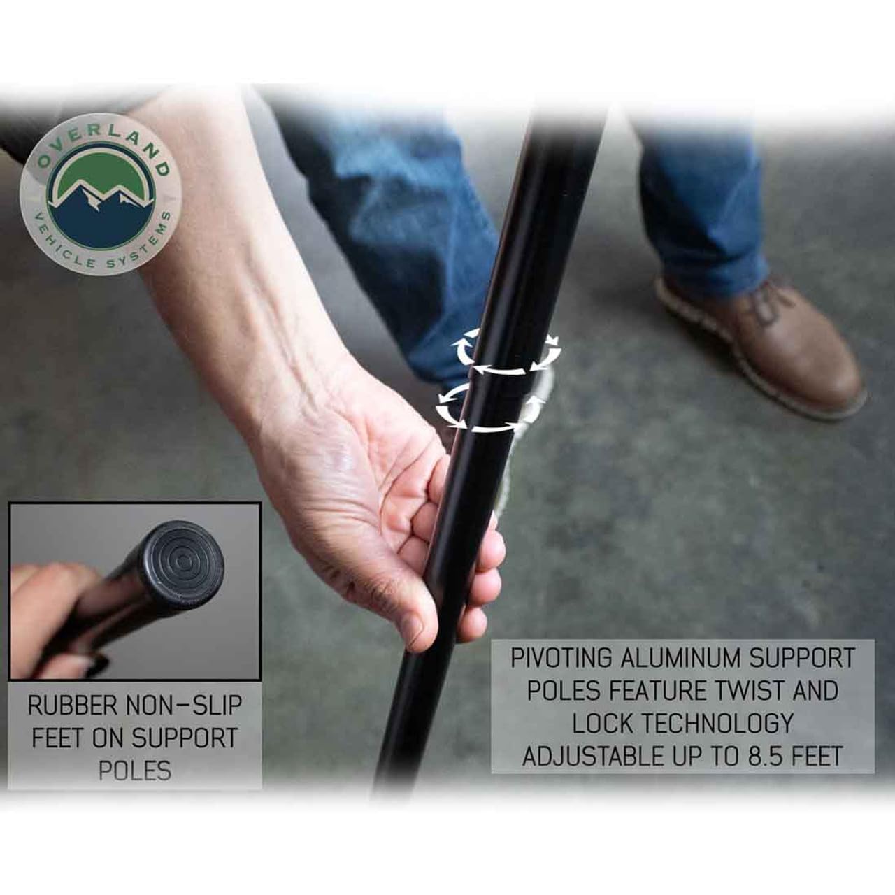 270° OVS HD Nomadic Awning Drive Size— 129 sq ft, Pole-Free, Waterproof Ripstop, Dark Grey Color, 4-Year Warranty - 19519907