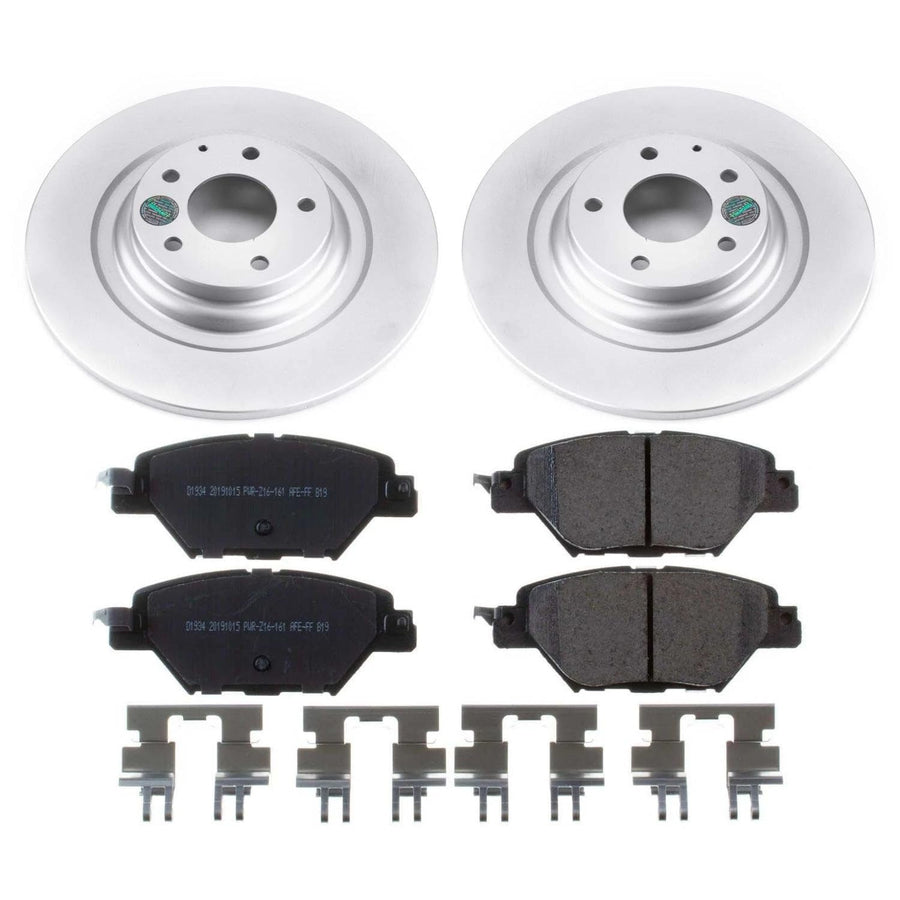 Power Stop CRK7742 Rear Brake Kit- Coated Brake Rotors and Z17 Ceramic Brake Pads For Mazda CX-9 2016-2023 [Model Specific]