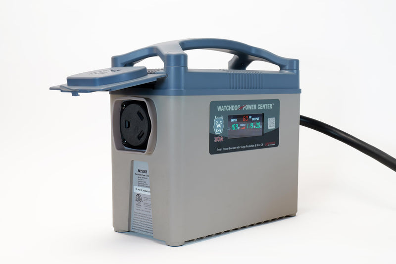 Watchdog Power Center WPC30A, Power Watchdog - Voltage Booster & Surge Protector with EPO Shut Off, Bluetooth & WiFi, and LCD Display - 30 Amp