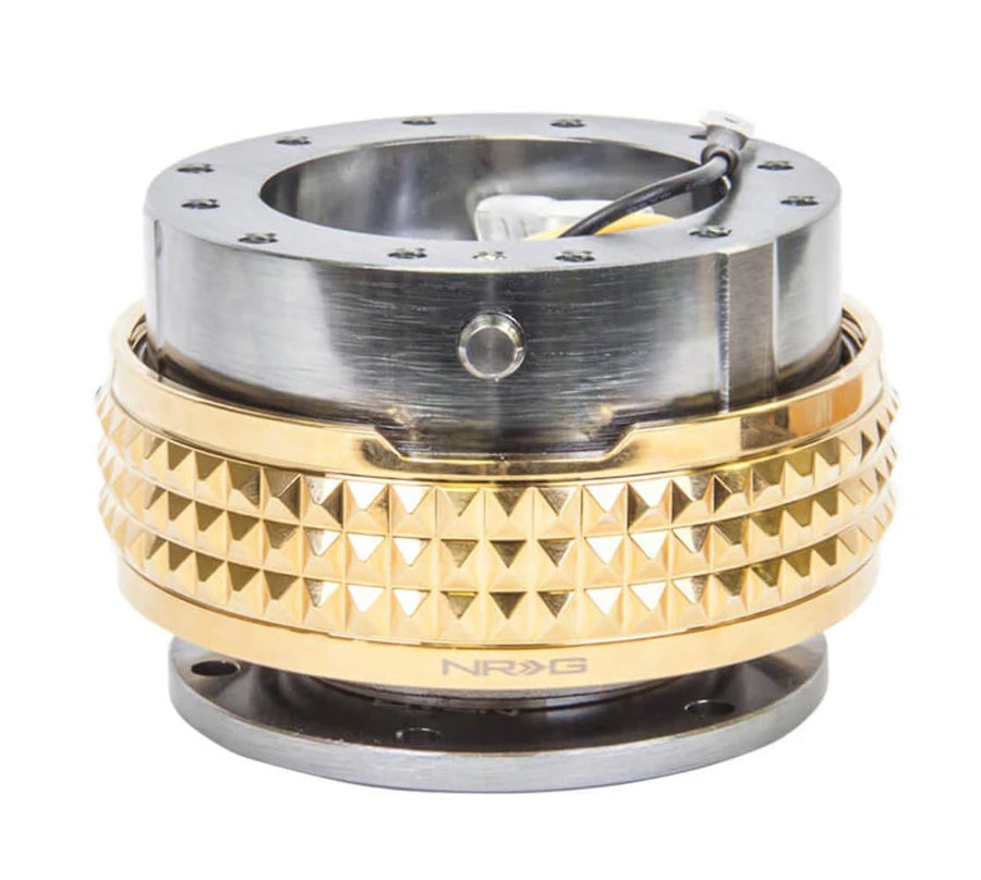 NRG Innovations Gen 2.1 NRG-SRK-210GM-CG Steering Wheel Quick Release Adapter Kit, 6x70 and 6x74mm Bolt Patterns, Gunmetal Body/Chrome Gold Pyramid Ring
