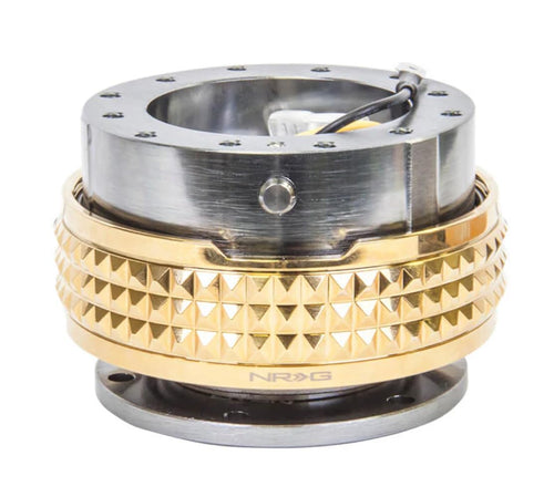NRG Innovations Gen 2.1 NRG-SRK-210GM-CG Steering Wheel Quick Release Adapter Kit, 6x70 and 6x74mm Bolt Patterns, Gunmetal Body/Chrome Gold Pyramid Ring