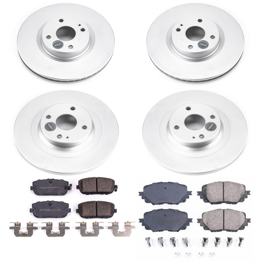 Power Stop CRK7359 Brake Rotor and Coated Ceramic Brake Pads- Front & Rear For Fiat 124 Spider 2017-2020, Mazda MX-5 Miata 2016-2022 [Model Specific]