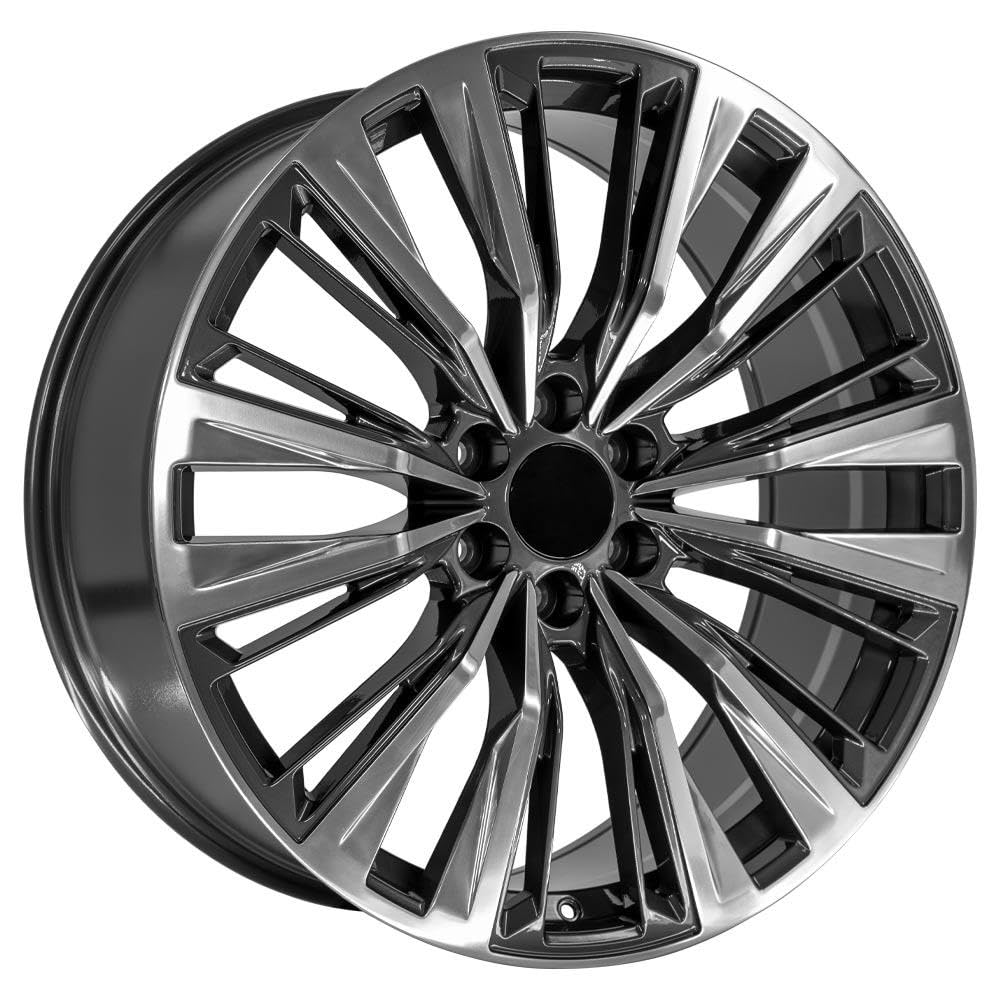 OE Wheels 24" Replica Wheel CA93-24100-6550-28PG Fits Cadillac Escalade 24X10 Gunmetal With Polished Face Wheel