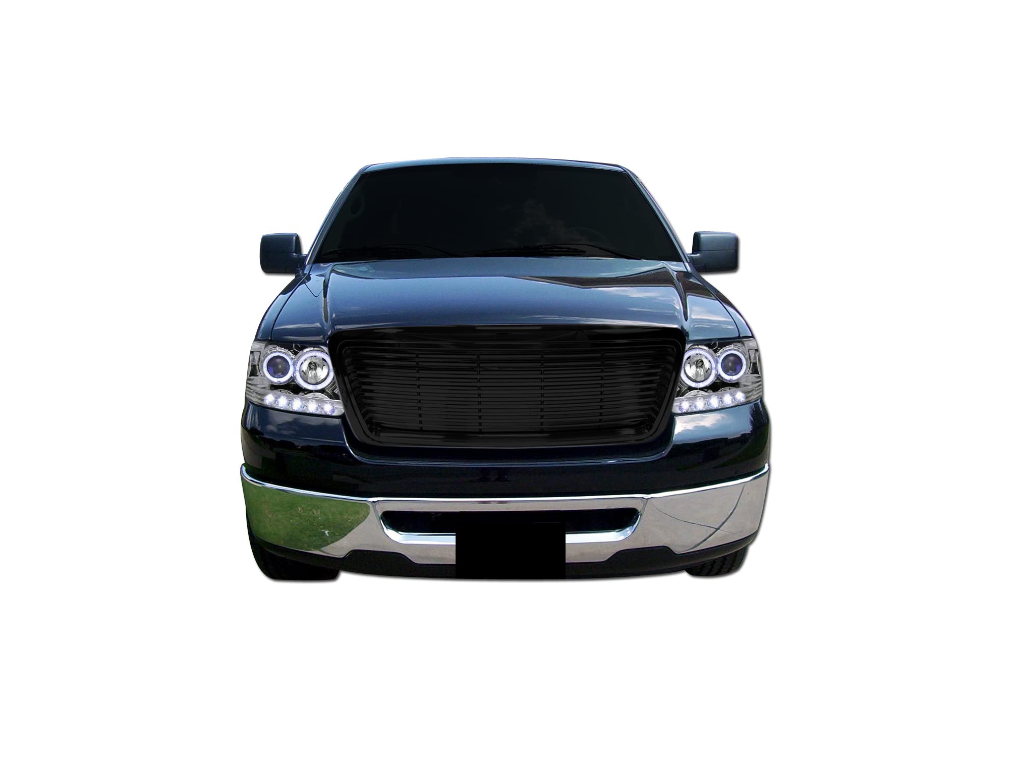 7148161 Armordillo USA Horizontal Front Hood Grille - Gloss Black Fits 2004-2008 Ford F150 F-150/2006-2008 Lincoln Mark LT